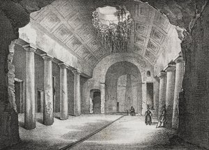 Halle in der antiken Villa des Prinzen von Caposele in Formia, Latium, Italien, Lithographie von Salvatore Puglia aus Poliorama Pittoresco, Nr. 23, 11. Januar von Salvatore Puglia
