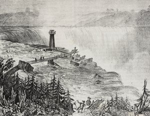Hufeisen-Wasserfall, Ontario, Kanada, Lithographie von Salvatore Puglia aus Poliorama Pittoresco, Nr. 6, 17. September