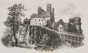 Schloss Ostroh, Ukraine, Lithographie von Salvatore Puglia aus Poliorama Pittoresco, Nr. 30, 1. März von Salvatore Puglia