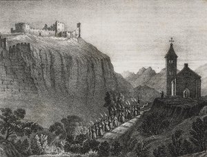 Reise nach Cappelluccia, Szene der Zauberlaterne, Sammlung von Geschichten und Bildern, Lithographie von Salvatore Puglia aus Poliorama Pittoresco, Nr. 41, 17. Mai von Salvatore Puglia