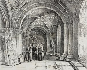 Unterirdische Kirche des Basler Münsters, Schweiz, Lithographie von Salvatore Puglia aus Poliorama Pittoresco, Nr. 50, 22. Juli von Salvatore Puglia