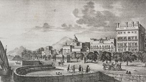 Ansicht des Bourbon-Forums und des Trinacria-Hotels, Palermo, Sizilien, Italien, Lithographie von Salvatore Puglia nach einer Gravur von Di Giovanni aus Poliorama Pittoresco, Nr. 37, 19. April von Salvatore Puglia