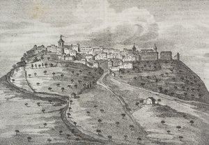 Ansicht von Montefuscolo, heute Montefusco, Kampanien, Italien, Lithographie von Salvatore Puglia aus Poliorama Pittoresco, Nr. 41, 20. Mai von Salvatore Puglia
