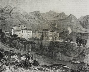 Ansicht des Klosters San Martino delle Scale in der Nähe von Palermo, Sizilien, Italien, Lithographie von Salvatore Puglia von Salvatore Puglia