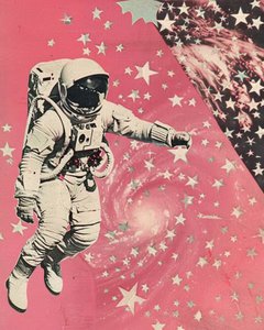 Pinke Galaxie Astronaut