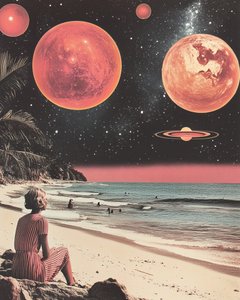 Retro Weltraum Strand von Samantha Hearn