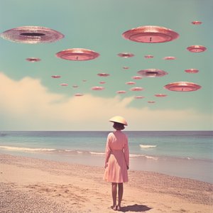UFOs über Pastellstrand
