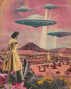 Vintage Wüsten UFO Frauen