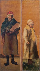 Dekorative Paneele, die das tägliche Leben der Sami darstellen von Sami School