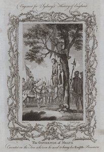 Der Gouverneur von Meaux wird an dem Baum hingerichtet, an dem er seine englischen Gefangenen aufzuhängen pflegte von Samuel (after) Wale