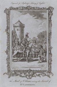 Die Jungfrau von Orléans erhält das Schwert der Heiligen Katharina (Gravur) von Samuel (after) Wale