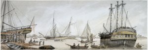 Ein Indiaman-Schiff zur Reparatur auf der Themse, mit einer Beschreibung der gewöhnlichen Aktivitäten der königlichen Werften in Deptford