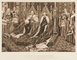 König Edward VII. und Königin Alexandra im Parlament von Samuel Begg