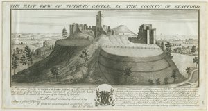 Tutbury Castle - Ostansicht (Stich) von Samuel Buck