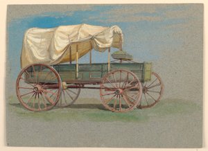 Zeichnung, ein Planwagen, 1870–80