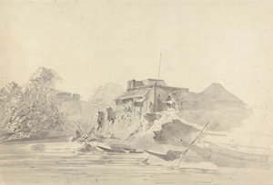 Flusslandschaft mit einheimischen Gebäuden von Samuel Davis