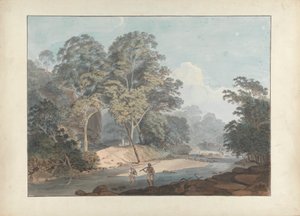Felsige Flusslandschaft mit Sepoys von Samuel Davis
