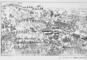 Die Belagerung von Boulogne durch König Heinrich VIII. (1491-1547) im Jahr 1544, graviert von James Basire, 1788 von Samuel Hieronymous Grimm
