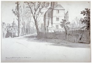 Ansicht des oberen Teils der St Marylebone High Street und der Mautstelle, London, 1772 von Samuel Hieronymus Grimm