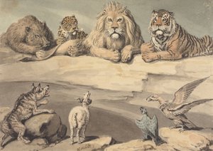 Ein Eber, ein Leopard, ein Löwe, ein Tiger, ein Wolf, ein Widder und zwei Adler von Samuel Howitt