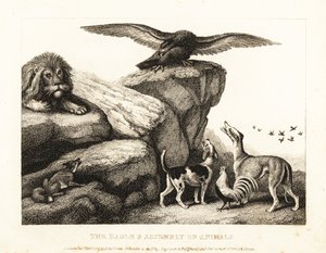 Jupiters Vogel ermahnt eine Versammlung von Tieren. 1811