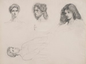 Skizze weiblicher Köpfe von Samuel Isham