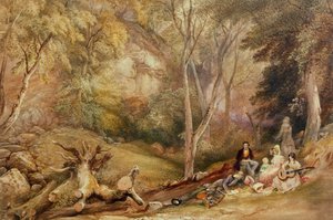 Eine Skizziergruppe in Leigh Woods, ca. 1830 von Samuel Jackson