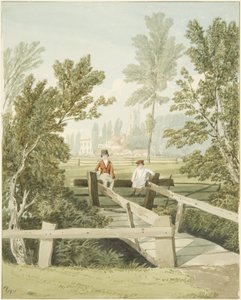 Zwei Jungen auf einem Stil bei Brislington Brook, ca. 1824