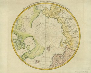 Eine Karte der Länder dreißig Grad um den Nordpol, aus 
