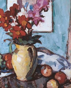 Dahlien und Gladiolen von Samuel John Peploe