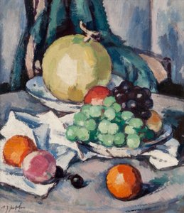 Gemischtes Obst - Melone, Trauben und Äpfel, ca. 1926