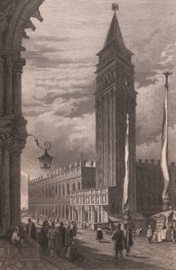 Ansicht des Glockenturms von San Marco in Venedig, Venetien, Italien, Stahlstich nach einer Zeichnung von Samuel Prout