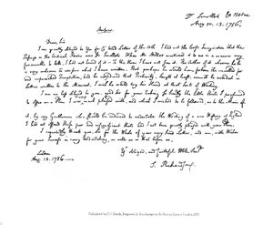 Ein Brief von Samuel Richardson an Dr. Smollett, 1756, 1840