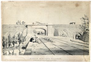 North Midland Railway Brücke unter dem Cromford Kanal bei Bull Bridge, um 1840