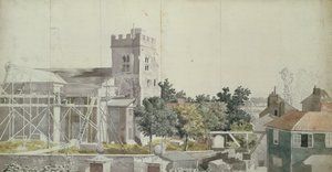 Twickenham Kirche unter Gerüst, 18. Jahrhundert