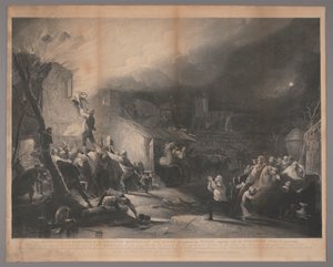 Die wunderbare Rettung von John Wesley als Kind aus dem Feuer von Samuel William Reynolds