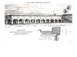 Altes Fort William, Kalkutta, mit einer spekulativen Ansicht des 