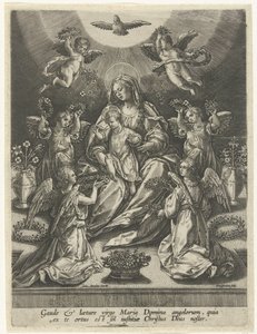 Madonna mit Kind umgeben von Engeln