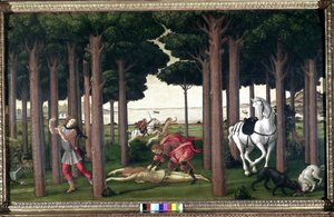 Aus Boccaccios Decameron; Geschichten von Nastagio degli Onesti (zweite Episode) von Sandro (1444/5 1510) Botticelli