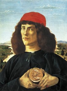 Porträt eines Mannes mit der Medaille von Cosme Medicis dem Älteren von Sandro Botticelli