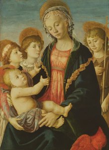 Die Jungfrau und das Kind mit zwei Engeln und Johannes dem Täufer, ca. 1470 von Sandro Botticelli