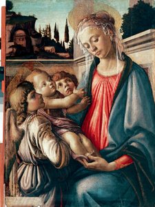 Madonna mit Kind und zwei Engeln von Sandro Botticelli