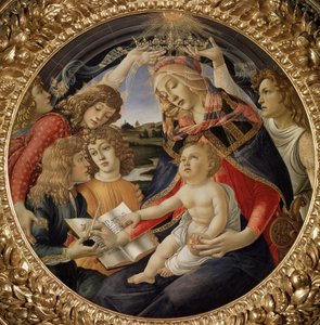 Madonna des Magnificat oder Jungfrau mit Kind und fünf Engeln