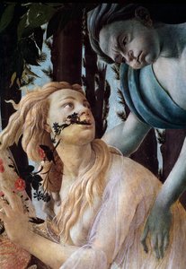 Der Frühling. Detail: Zephyr ergreift Chloris, die einen transparenten Schleier trägt von Sandro Botticelli