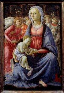 Jungfrau und Kind umgeben von fünf Engeln von Sandro Botticelli