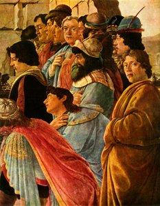 Detail aus der Anbetung der Könige mit Selbstporträt von Botticelli, 1475, 1937 von Sandro Botticelli