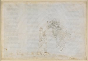 Die Göttliche Komödie, Paradiso V. Erste Planetensphäre (Mondhimmel): Beatrice erläutert Dante Prinzipien der kirchlichen Dispense; Aufstieg zur Sphäre des Mars von Sandro Botticelli