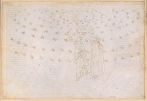 La Divina Commedia, Paradiso XXIII. Achte Sphäre (Fixsternhimmel): Vision vom Triumph Christi; Dante sieht Beatrice in ihrer wahren Gestalt; Der Marienreigen und die zwölf Apostel von Sandro Botticelli