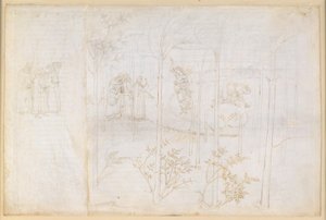 Die Göttliche Komödie, Purgatorio XXVIII. Das irdische Paradies: Dante und Matelda am Lethe-Strom von Sandro Botticelli