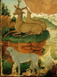 Landschaft mit Rehböcken und Affen von Sandro Botticelli